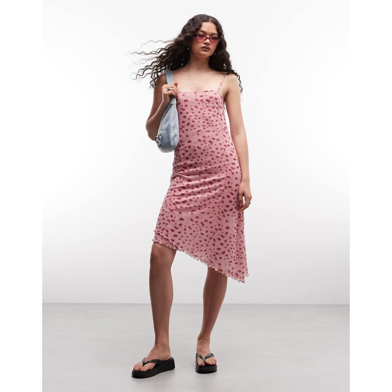 Reclaimed Vintage animal print asym cami dress in pink