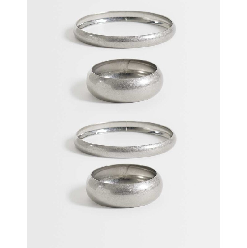 ASOS DESIGN pack of 4 bangles in brushed silver tone 115555171