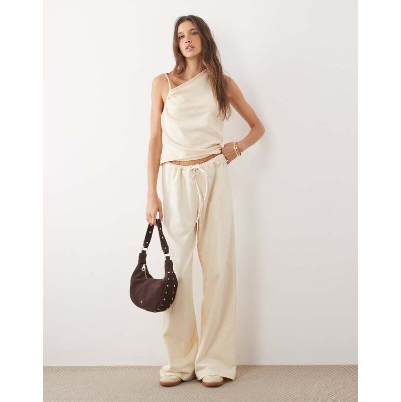 ASOS DESIGN wide leg trouser co-ord in cream-White