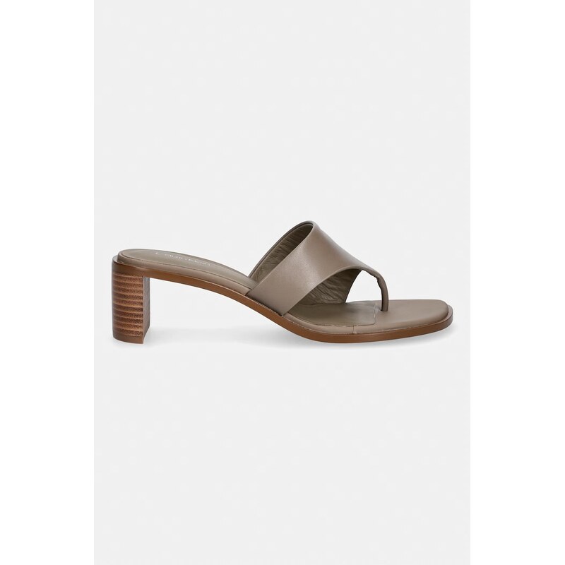Calvin Klein žabky dámské kožené BLOCK HEEL SNDL THONG LTH