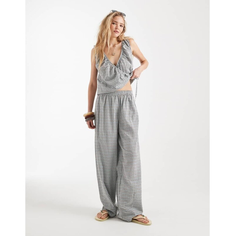 ASOS DESIGN elasticated waist co-ord trouser in check-Multi 115733500