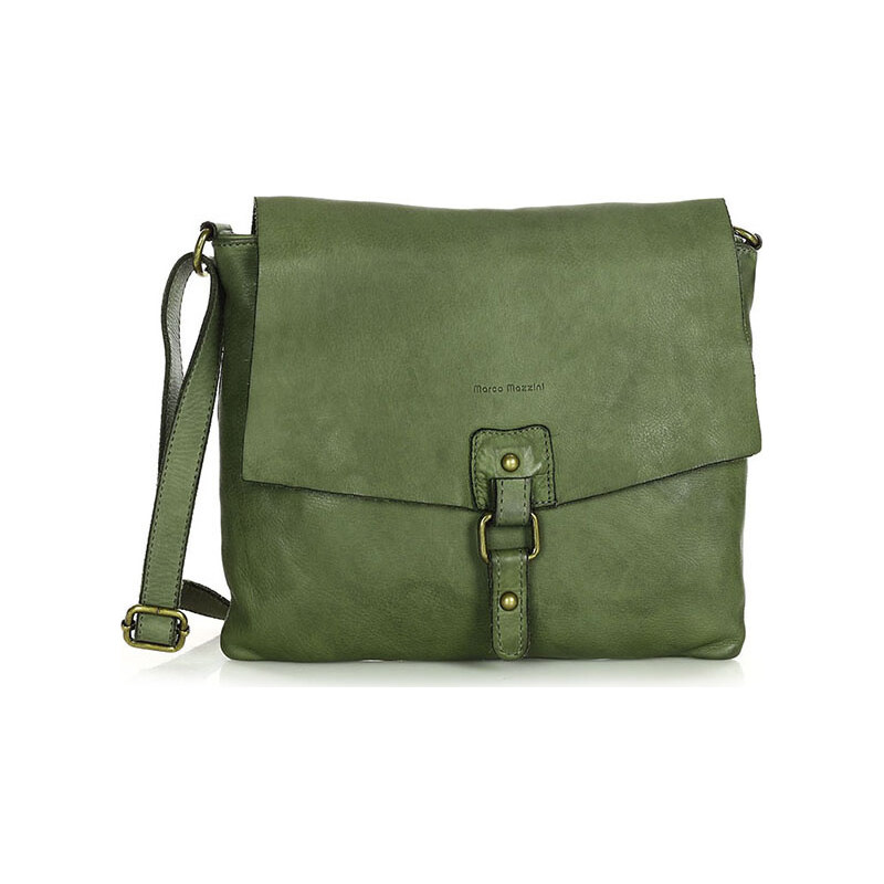 MARCO MAZZINI Kožená crossbody kabelka - zelená Khaki 85873819