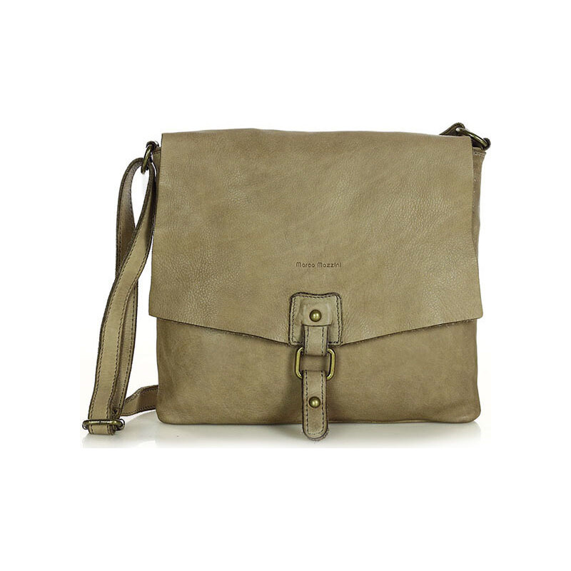 MARCO MAZZINI Kožená crossbody kabelka - béžová 85874172