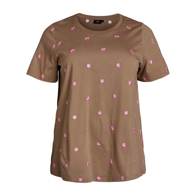 Zizzi Tričko Velin hnědá / pink 115558894