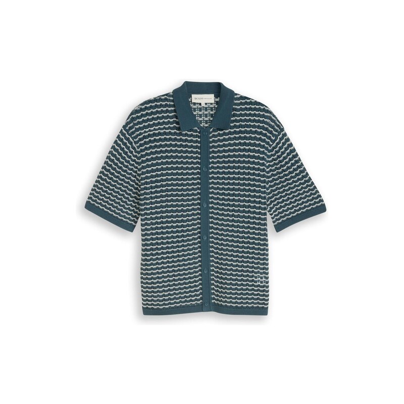 TOM TAILOR DENIM Kardigan petrolejová / bílá