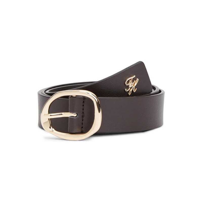 TOMMY HILFIGER Opasek Sculpted Buckle hnědá