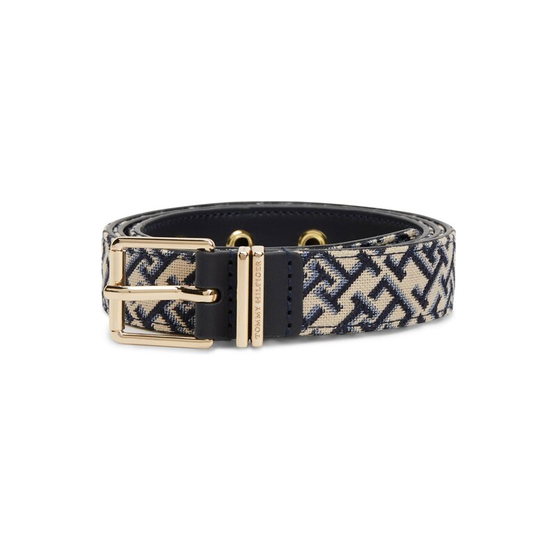 TOMMY HILFIGER Opasek Double Keeper Buckle starobéžová / marine
