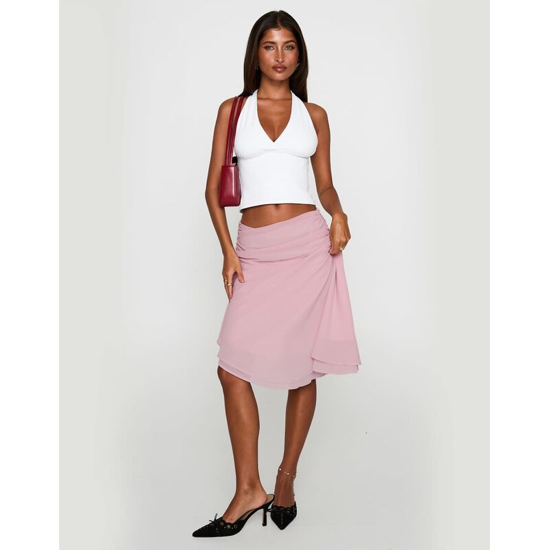 Princess Polly Evanscence chiffon asymmetric hem gathered waist detail 115561092
