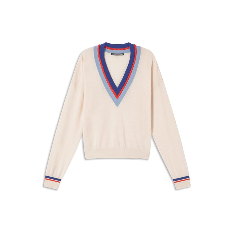 Lola Casademunt Svetr nebeská modř / krvavě červená / offwhite 115558584