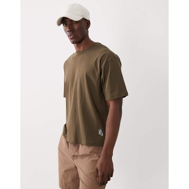 Nike Essential boxy oversized t-shirt in brown