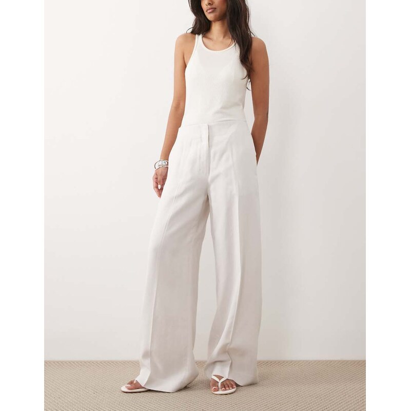 Calvin Klein linen dress trousers in off white
