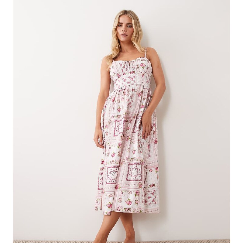 Miss Selfridge Petite corset maxi dress in tile print-Multi 115561137