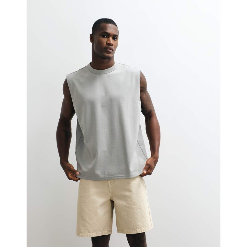 ASOS DESIGN breatheMAX heavyweight oversized tank in grey cotton blend