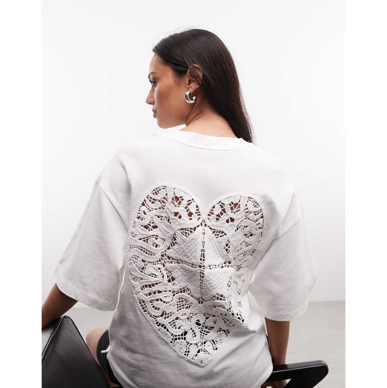 AllSaints Esme Amelie short sleeve t-shirt with back lace detail in 115561283