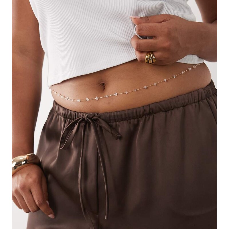 ASOS Curve ASOS DESIGN belly chain with multi-coloured chippings in 115561307