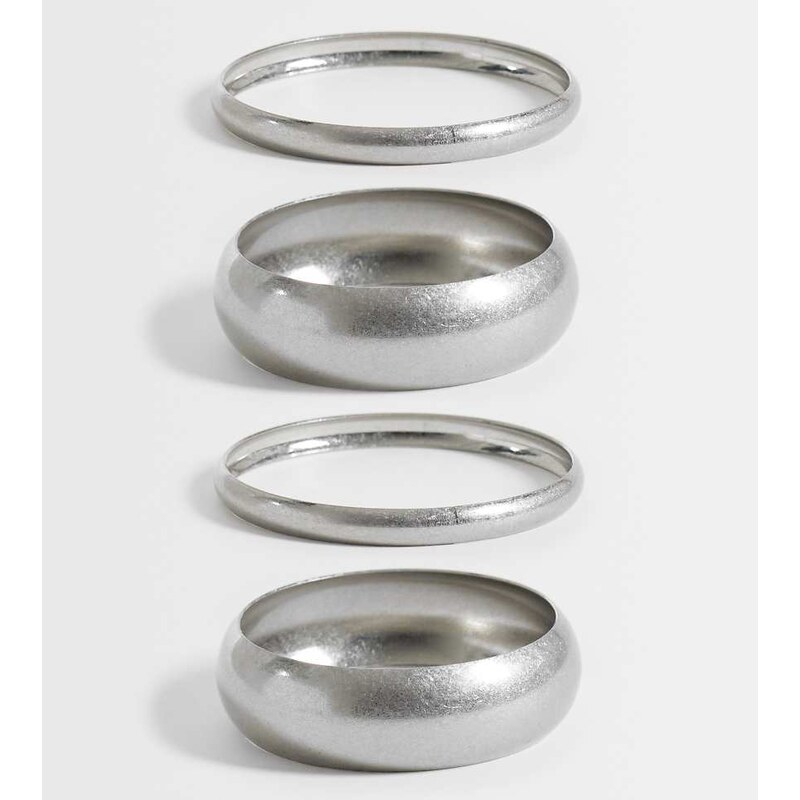 ASOS Curve ASOS DESIGN Curve pack of 4 bangles in brushed silver tone 115561320
