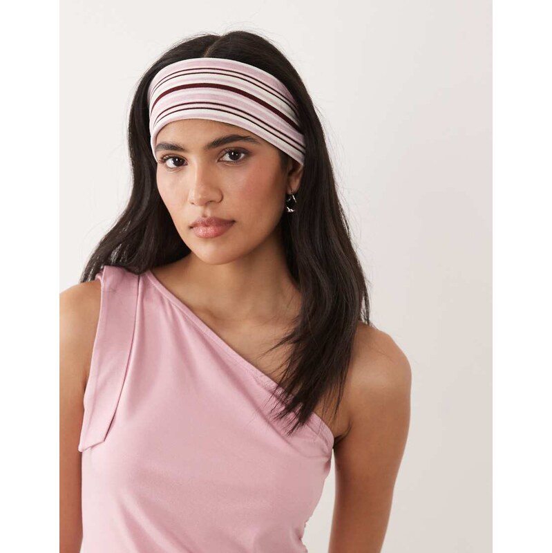 ASOS DESIGN jersey headband in burgundy and pink-Multi 115561325