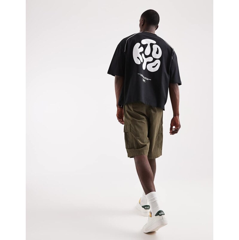 ASOS DESIGN boxy oversized t-shirt with Kyoto graphic in black