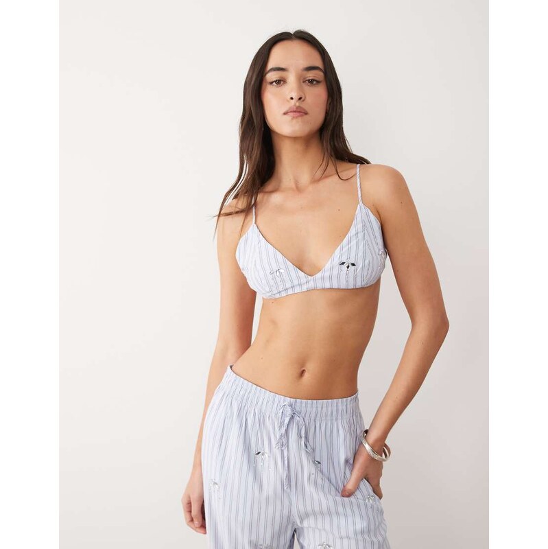 Mango Jewelry bralet co-ord in blue stripe