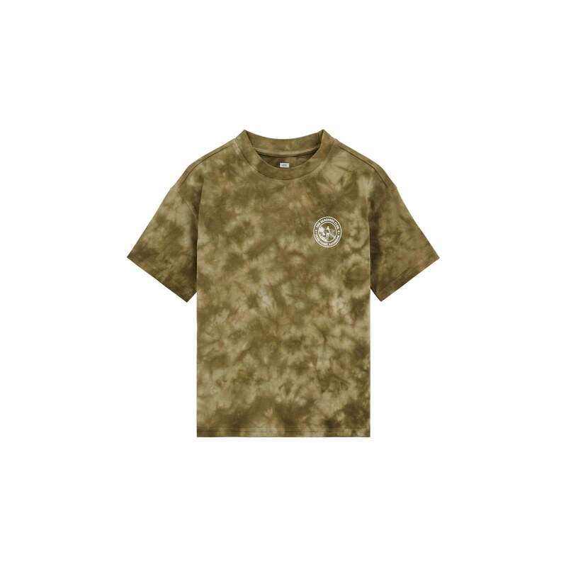WE Fashion Tričko khaki / olivová / bílá
