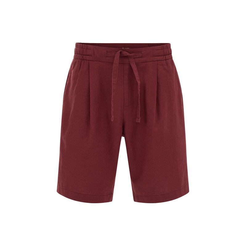 WE Fashion Kalhoty se sklady v pase merlot