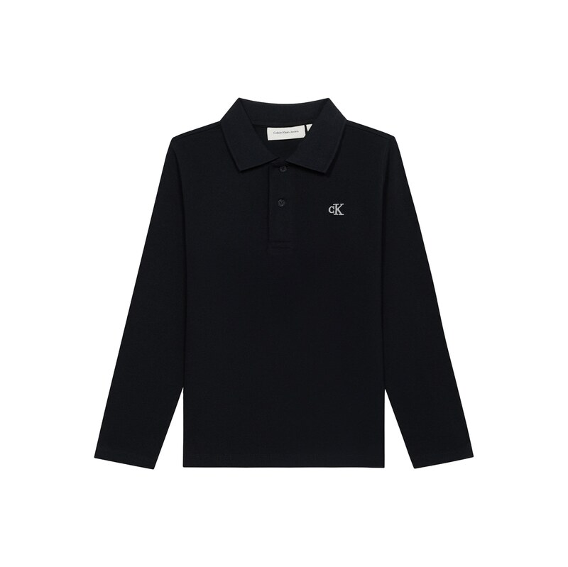Calvin Klein Jeans Tričko Logo Embroidery Long Sleeve černá /