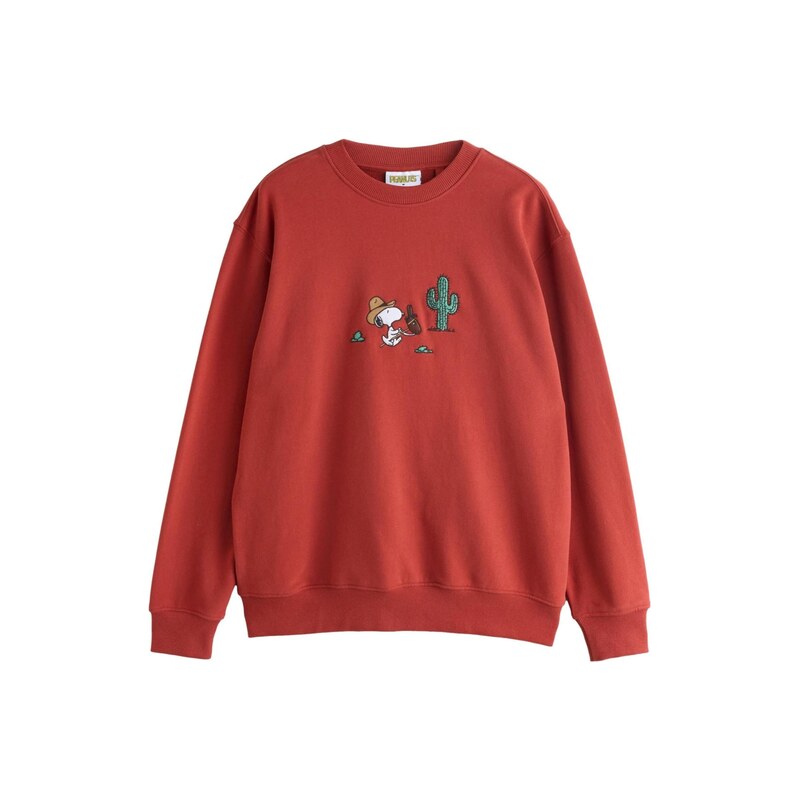 Next Mikina Snoopy hnědá / zelená / červená třešeň / bílá
