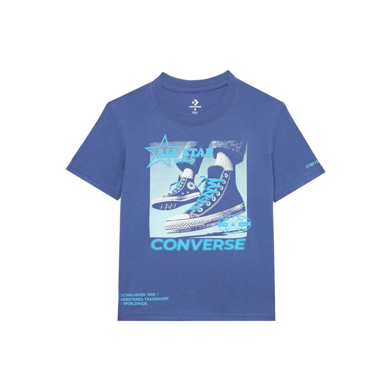 CONVERSE Tričko CNVB PHOTO REAL SNKR safírová / azurová /