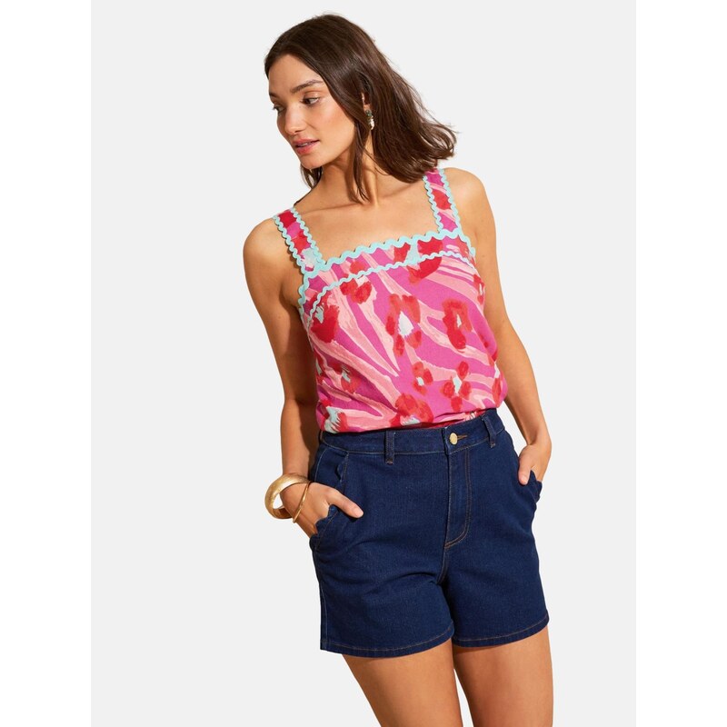 love & roses Top tyrkysová / pink / starorůžová / červená