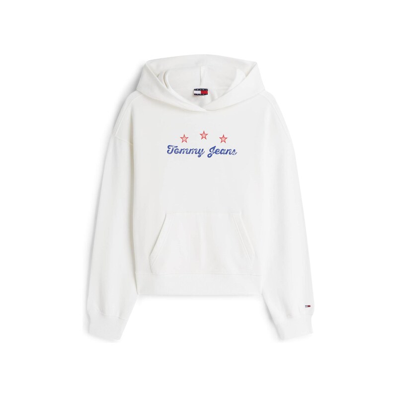 Tommy Jeans Mikina Star Novelty modrá / ohnivá červená / bílá