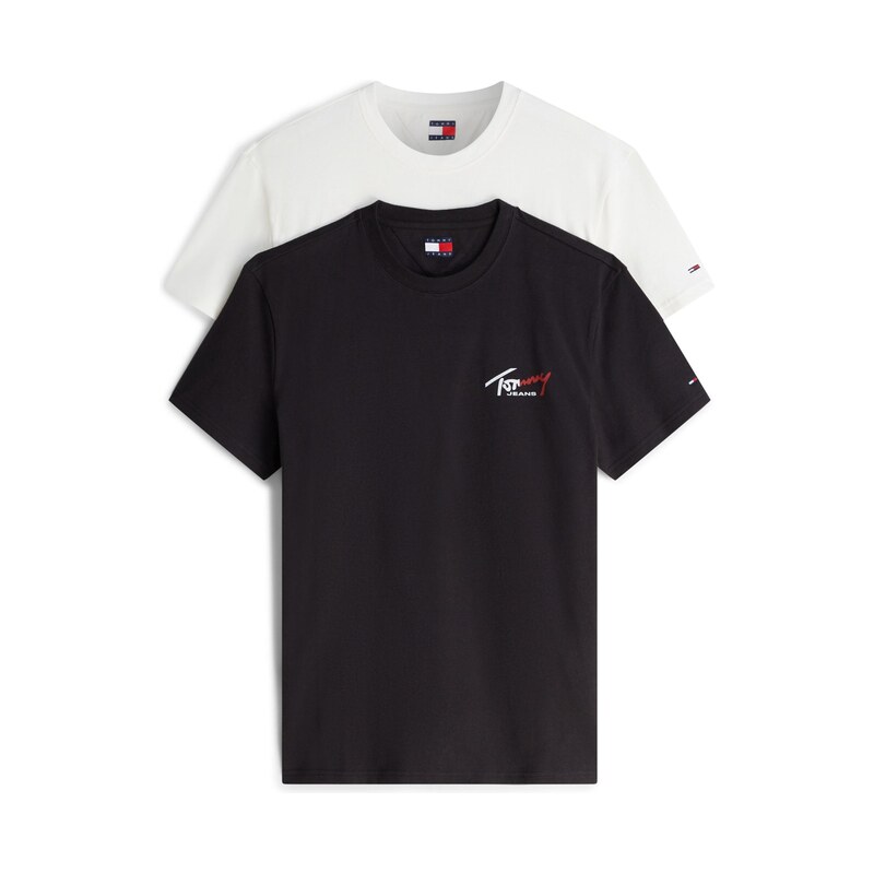 Tommy Jeans Tričko Signature Logo T černá / bílá