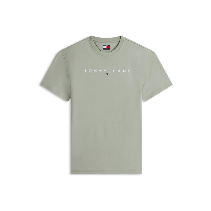 Tommy Jeans Tričko Linear Logo pastelová modrá / bílá