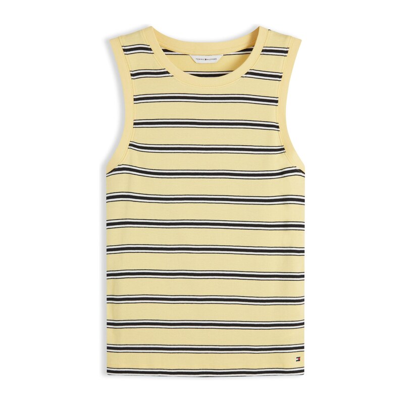 TOMMY HILFIGER Top 'Stripe Slim Tank' světle žlutá / černá / bílá