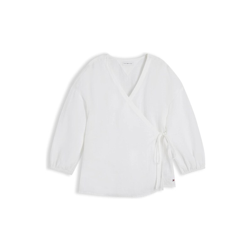 TOMMY HILFIGER Halenka 'Relaxed Fit Pure Wrap Blouse' bílá