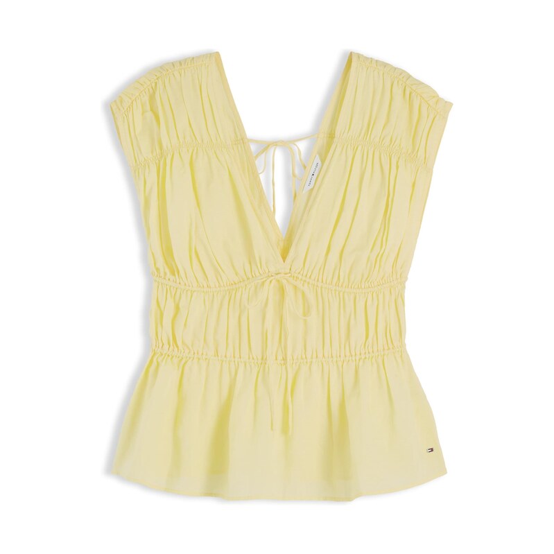 TOMMY HILFIGER Top 'Regular Fit Sleeveless Smock Blouse With' světle žlutá