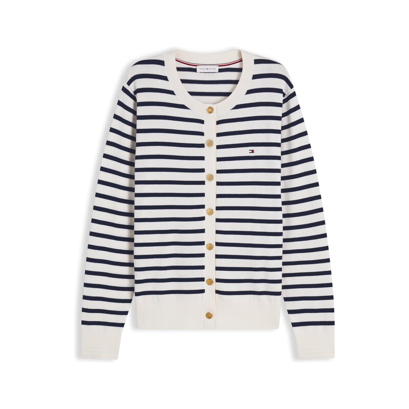 TOMMY HILFIGER Kardigan 'Fine' světle béžová / námořnická modř