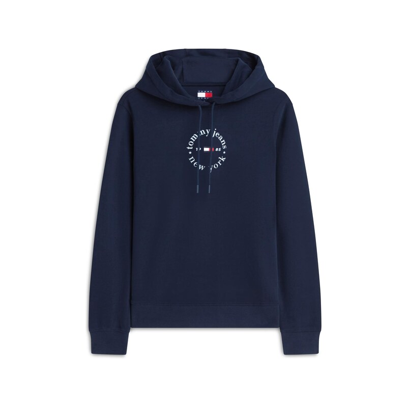 Tommy Jeans Mikina Logo Drawstring námořnická modř / červená /