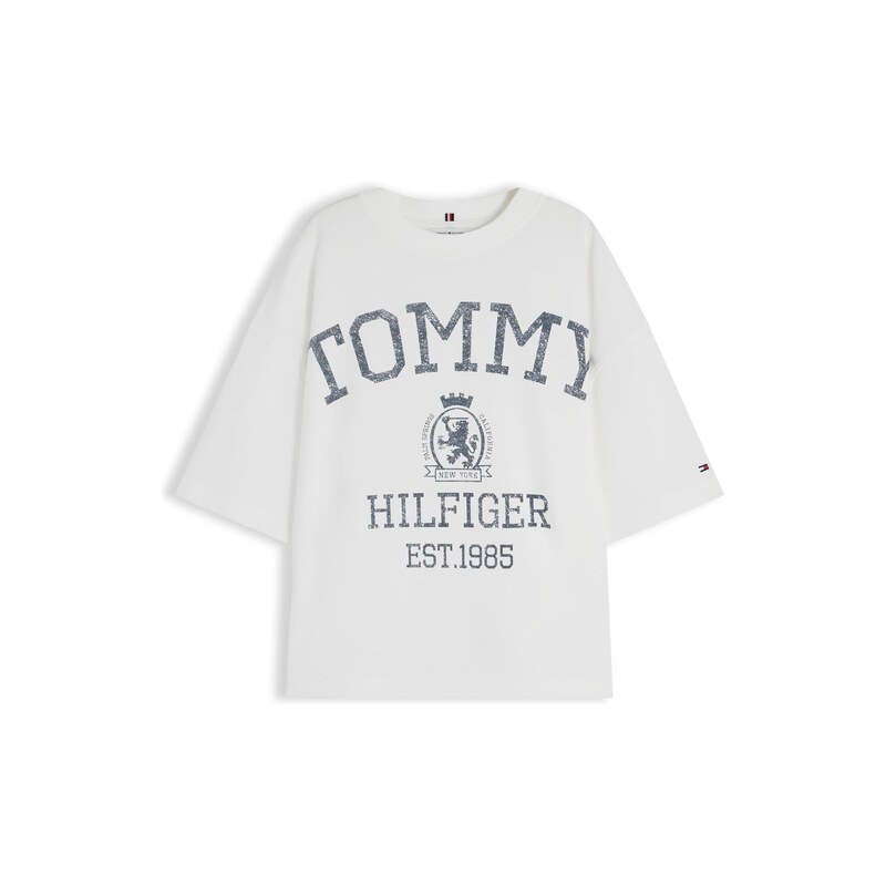 TOMMY HILFIGER Tričko VARSITY CREST opálová / bílá