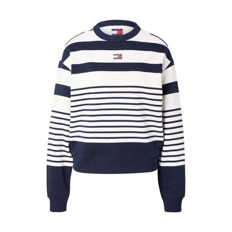 Tommy Jeans Mikina Tommy Badge Stripe Relaxed marine modrá /