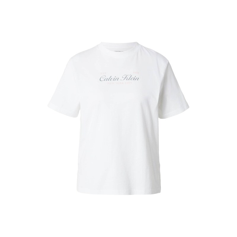 Calvin Klein Jeans Tričko 'Two-tone Logo' zelená / meruňková / bílá