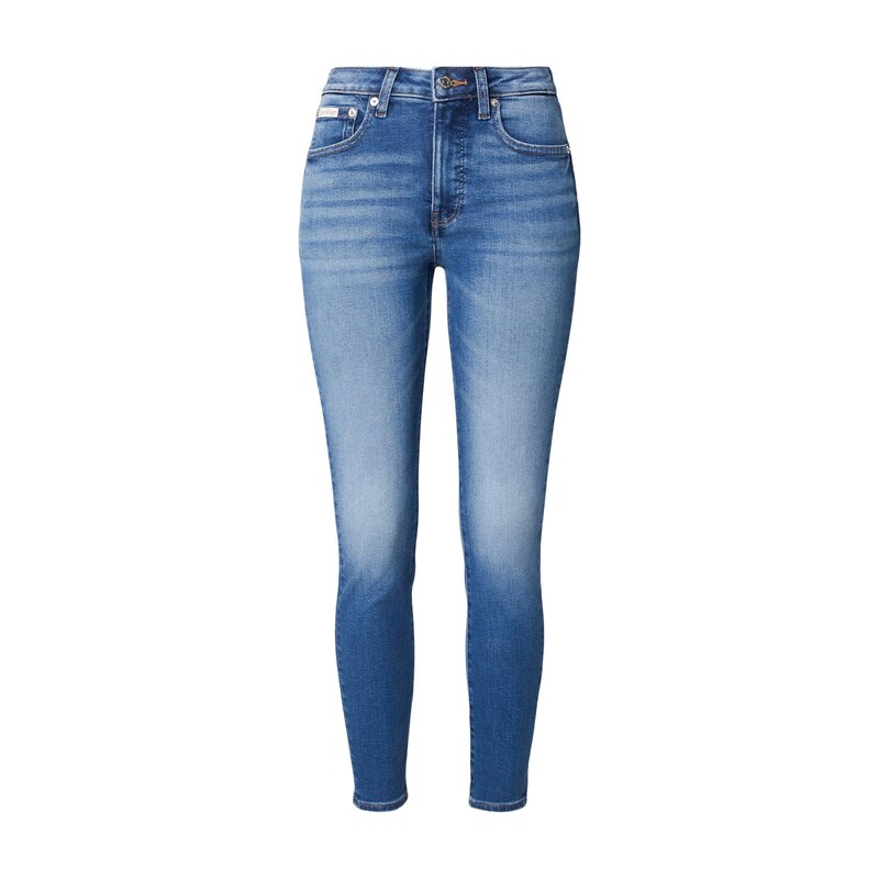 Calvin Klein Jeans Džíny Whiskered Mid Rise Skinny modrá