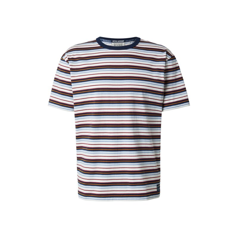 SCOTCH & SODA Tričko 'YARNDYED' námořnická modř / světlemodrá / červená / bílá