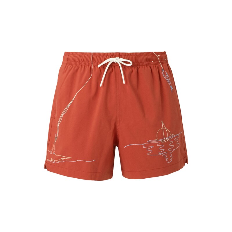 Abercrombie & Fitch Plavecké šortky světlemodrá / světle žlutá / oranžově červená / bílá