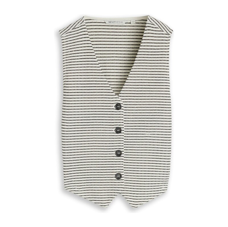 TOM TAILOR DENIM Pletená vesta černá / bílá 115563060