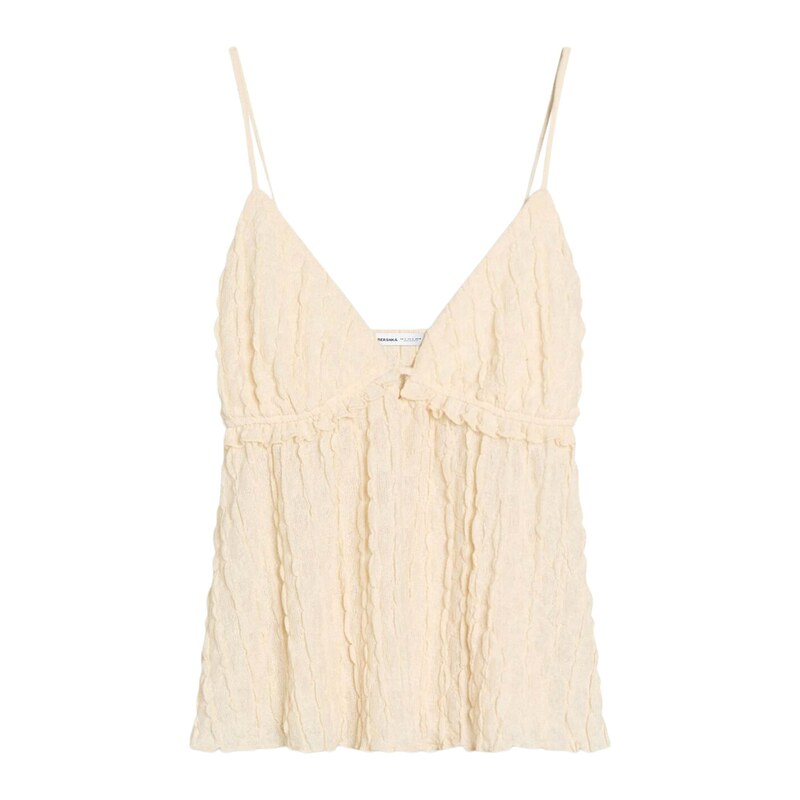 Bershka Top krémová 115562937