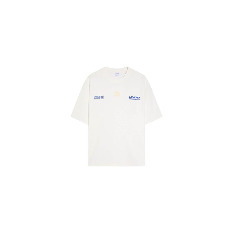 Bershka Tričko modrá / offwhite