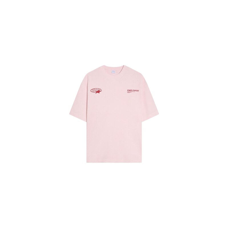 Bershka Tričko růžová / červená třešeň