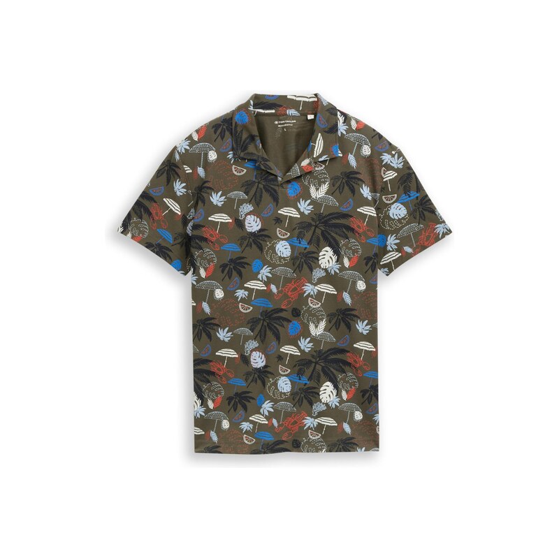 TOM TAILOR Tričko khaki / červená / bílá