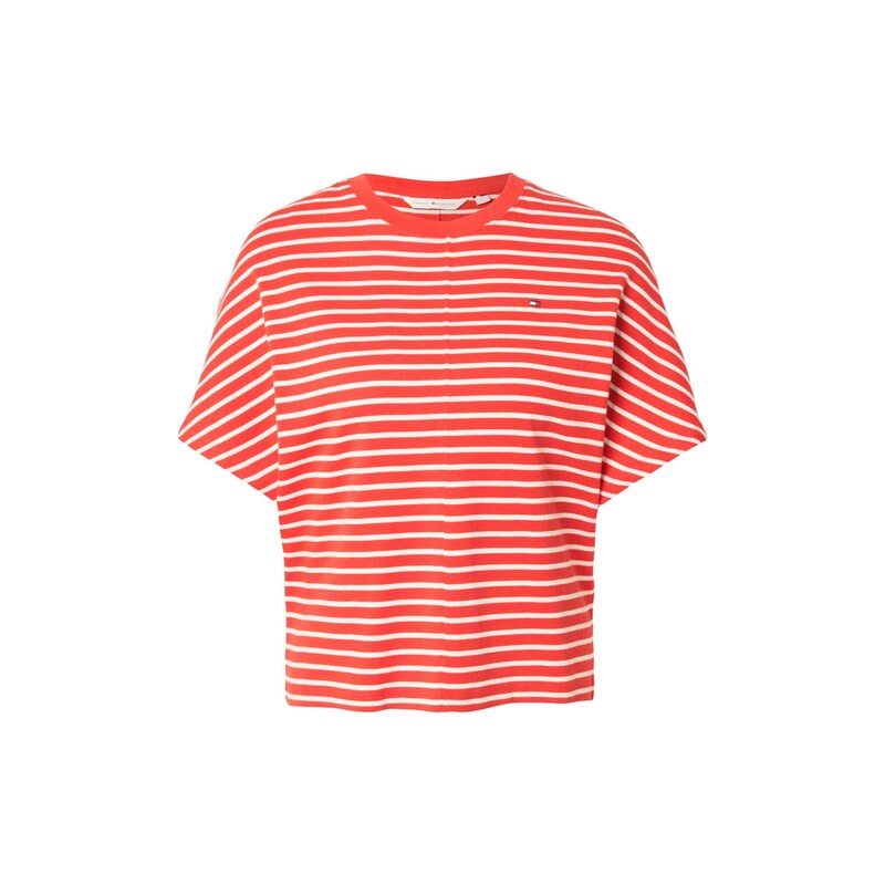 TOMMY HILFIGER Tričko 'Batwing Sleeve' červená / bílá