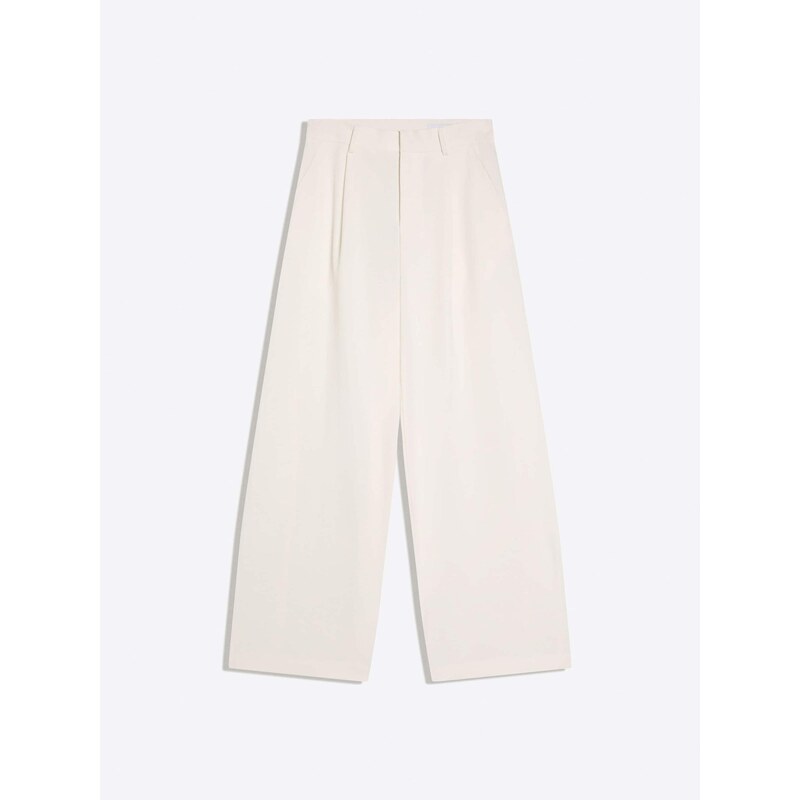 Bershka Kalhoty se sklady v pase béžová 115563449